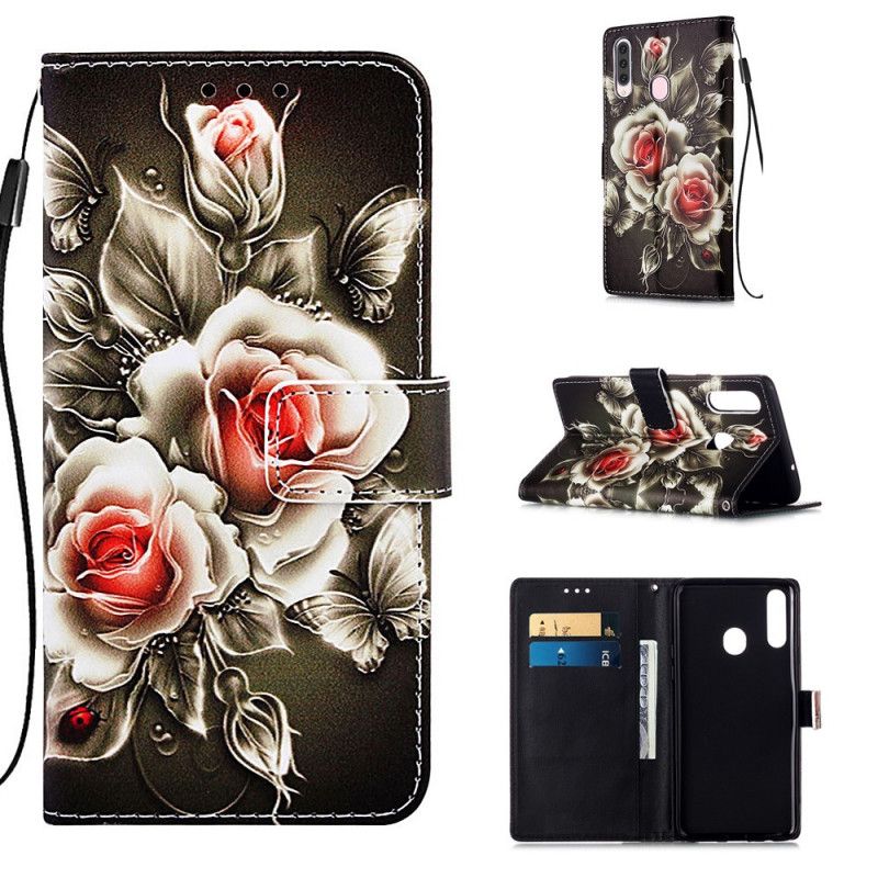 Folio Deksel for Samsung Galaxy A20s Gyldne Roser