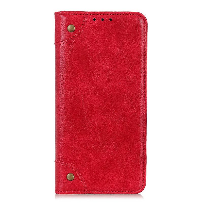 Folio Deksel for Samsung Galaxy A20s Svart Vintage Splitnagler I Skinn