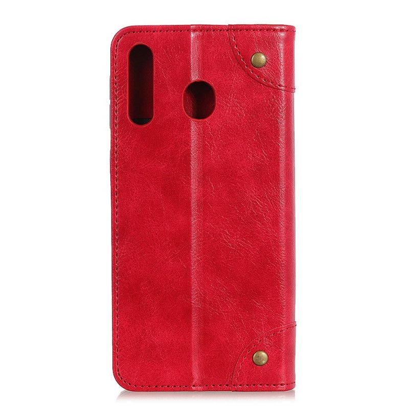 Folio Deksel for Samsung Galaxy A20s Svart Vintage Splitnagler I Skinn