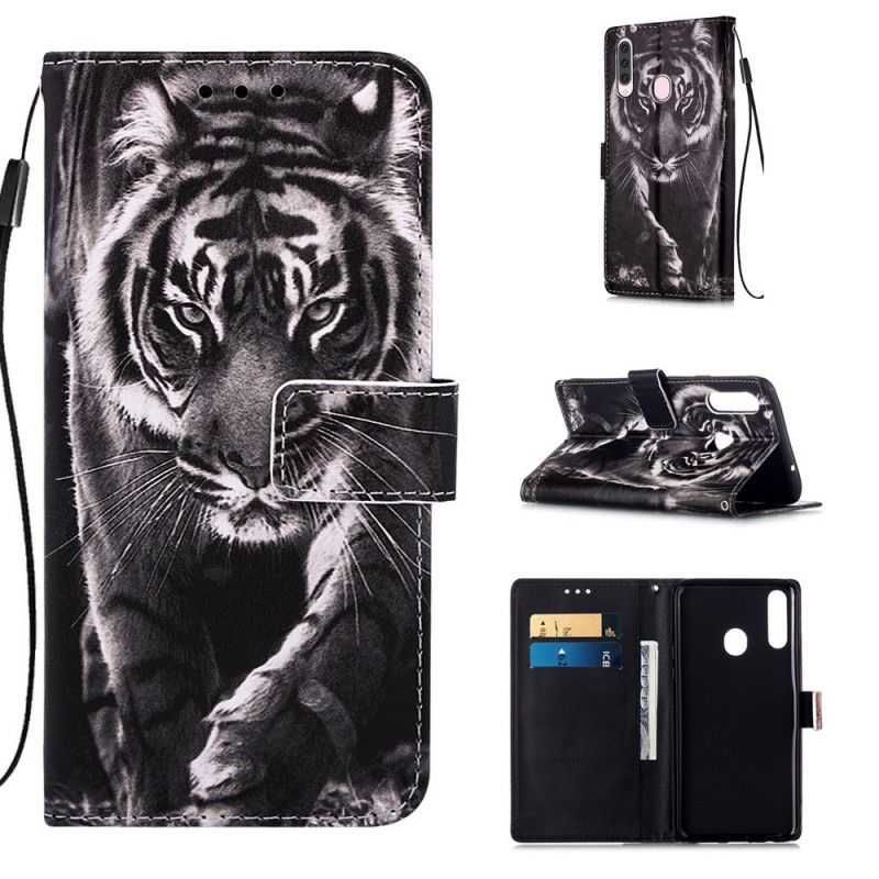 Folio Deksel Samsung Galaxy A20s Natt Tiger