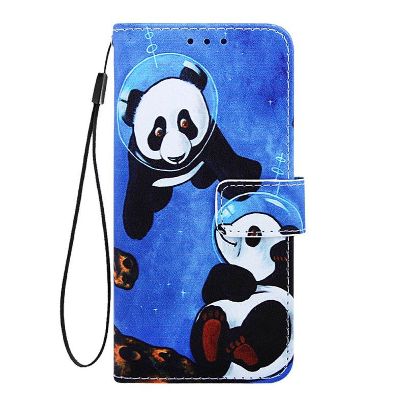 Lærdeksel Folio Deksel Samsung Galaxy A20s Panda-Kosmonauter