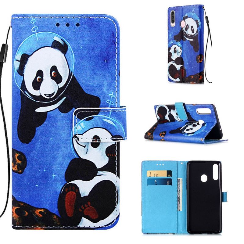 Lærdeksel Folio Deksel Samsung Galaxy A20s Panda-Kosmonauter