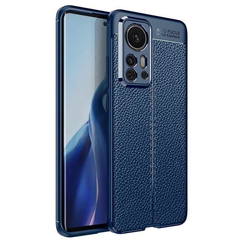 Deksel Til Xiaomi 12 Pro Dobbel Linje Litchi Leather Effect