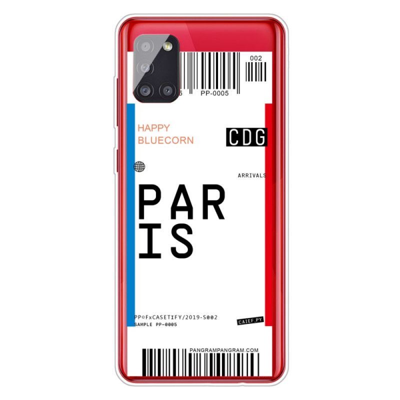 Deksel for Samsung Galaxy A51 Boarding Pass To Paris