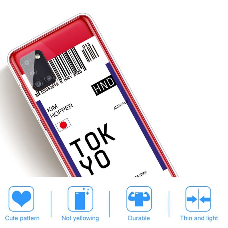 Deksel for Samsung Galaxy A51 Mørkeblå Boarding Pass Tokyo