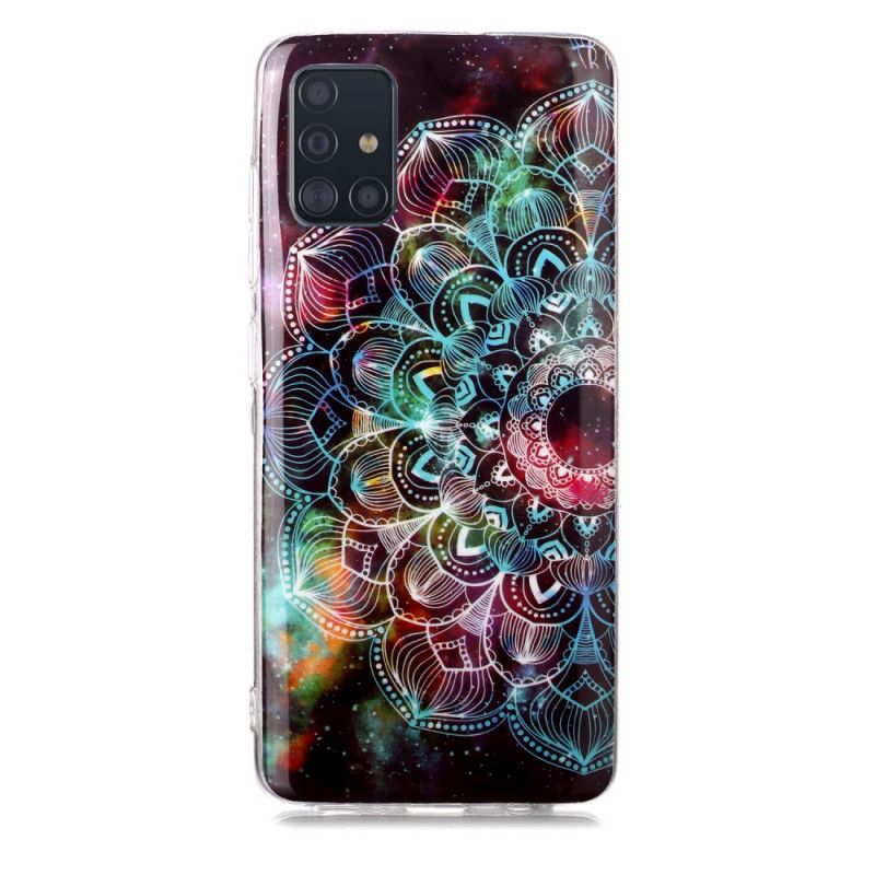 Deksel for Samsung Galaxy A51 Svart Fluorescerende Blomsterserie