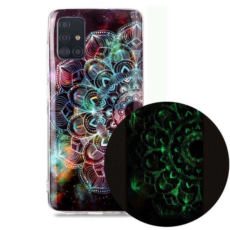 Deksel for Samsung Galaxy A51 Svart Fluorescerende Blomsterserie