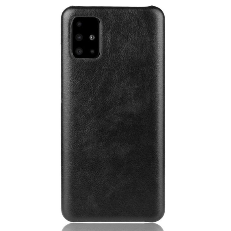 Deksel for Samsung Galaxy A51 Svart Litchi-Skinneffekt