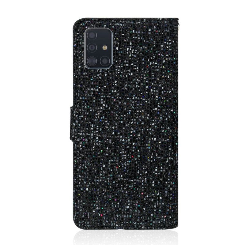 Folio Deksel Samsung Galaxy A51 Svart Glitter S Design Beskyttelse