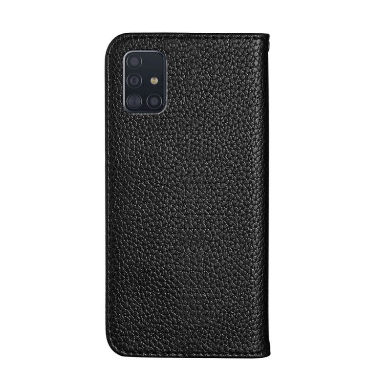 Folio Deksel Samsung Galaxy A51 Svart Mobildeksel Ultra Elegant Lychee Imitert Skinn