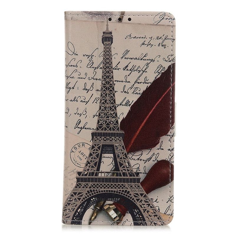 Lærdeksel Folio Deksel Samsung Galaxy A51 Mobildeksel Eiffeltårnet Til Dikteren