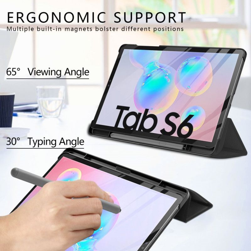 Smart Sak Samsung Galaxy Tab S6 Grå Tri Fold Pennholder