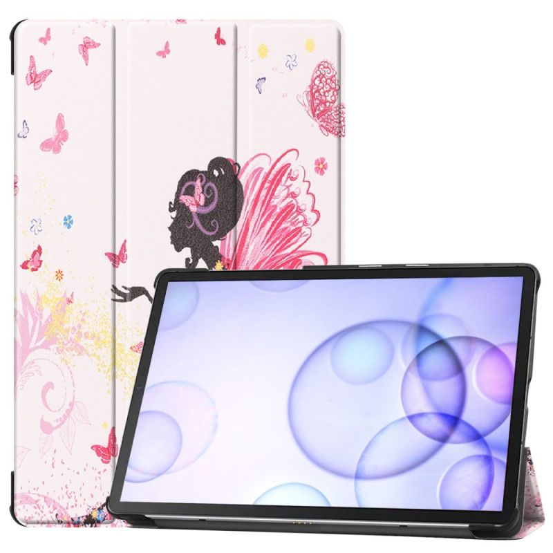 Smart Veske Samsung Galaxy Tab S6 Faux Skinn Blomsterfe