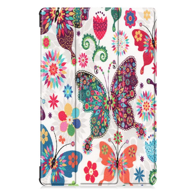 Smart Veske Samsung Galaxy Tab S6 Retro Sommerfugler Og Blomster