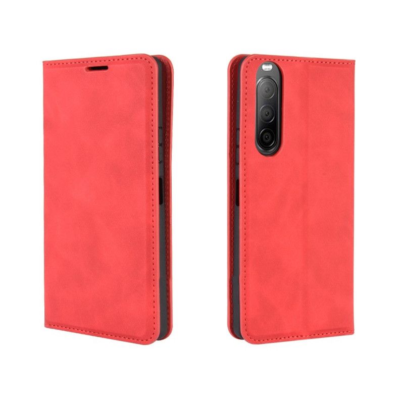 Folio Deksel for Sony Xperia 10 II Svart Myk Skinneffekt