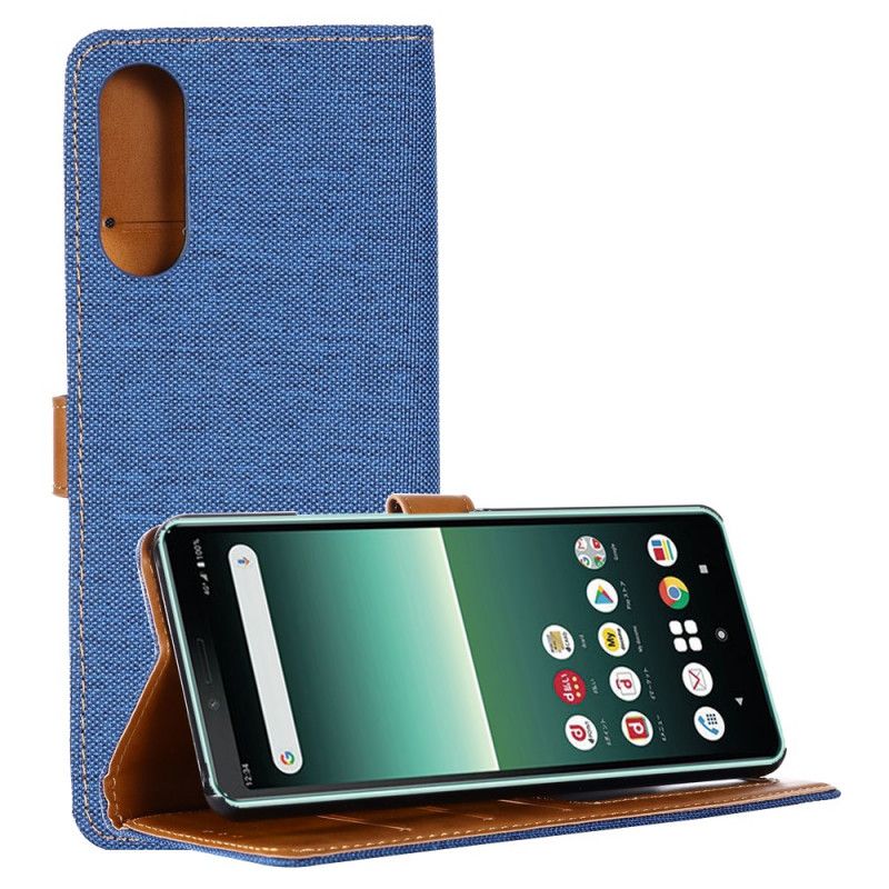 Lærdeksel Folio Deksel Sony Xperia 10 II Svart Mobildeksel Oxford Stoff