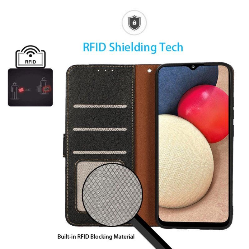 Folio Deksel Til Google Pixel 6A Litchi Stil Rfid Khazneh