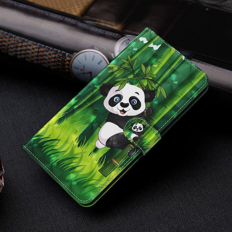 Folio Deksel Til Google Pixel 6A Med Kjede Strappy Panda