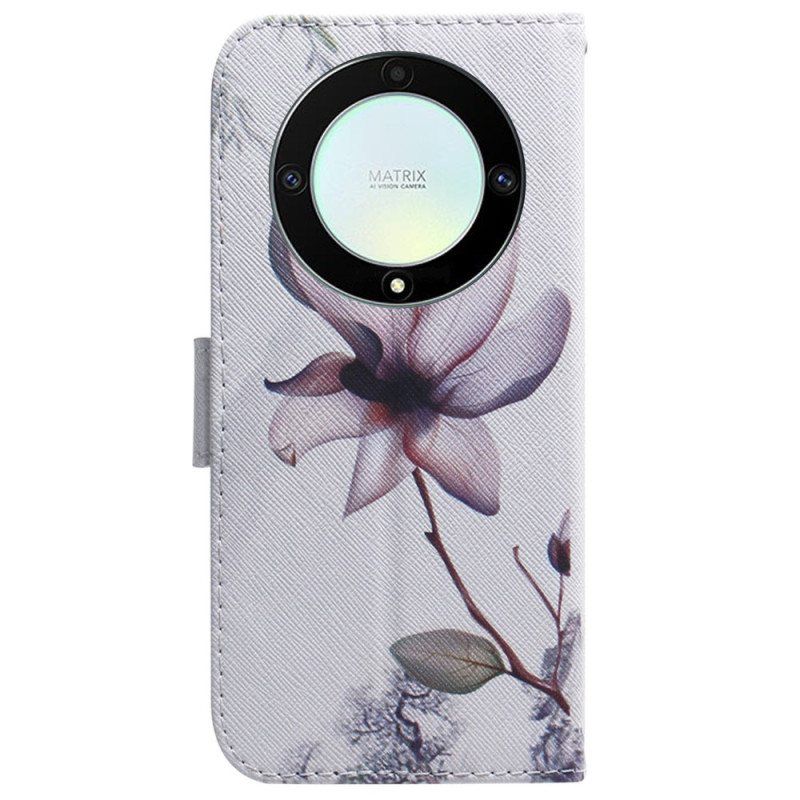 Folio Deksel Til Honor Magic 5 Lite Med Kjede Strappy Rose Flower