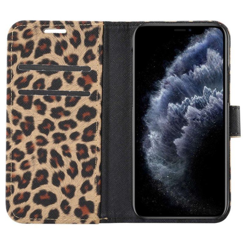 Folio Deksel Til iPhone 14 Leopard