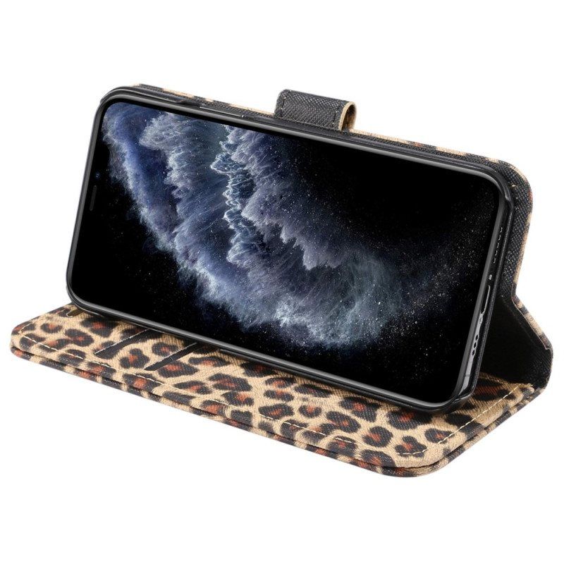 Folio Deksel Til iPhone 14 Leopard