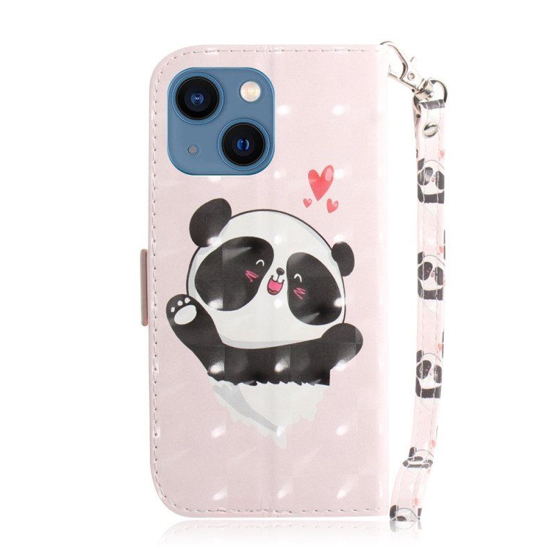 Folio Deksel Til iPhone 14 Plus Med Kjede Strappy Panda