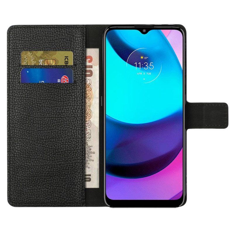 Folio Deksel Til Moto G71 5G Litchi Grain Leather Effect