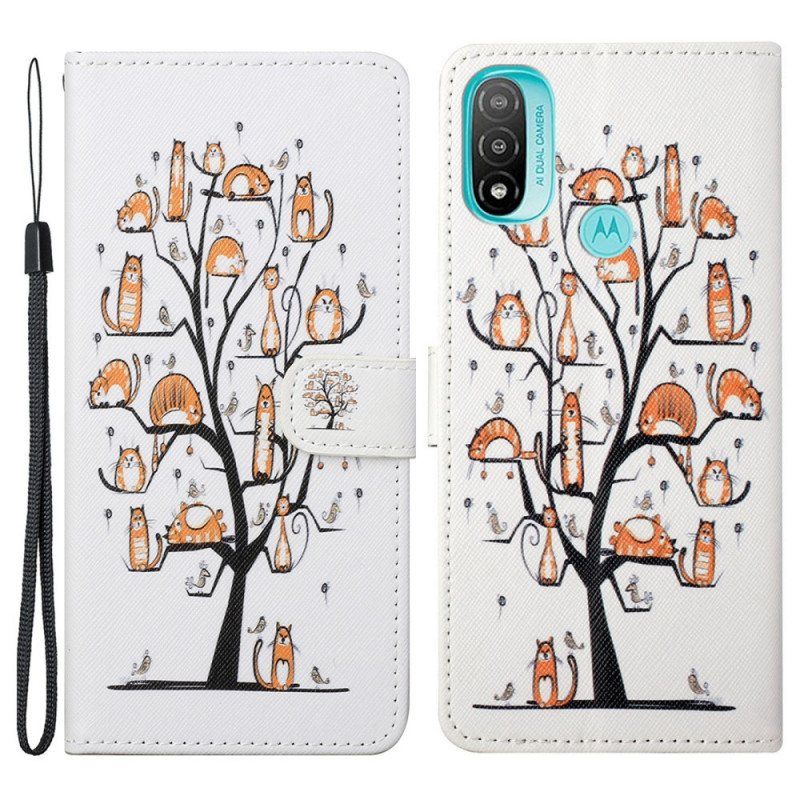 Folio Deksel Til Moto G71 5G Med Kjede Funky Cats Med Stropp