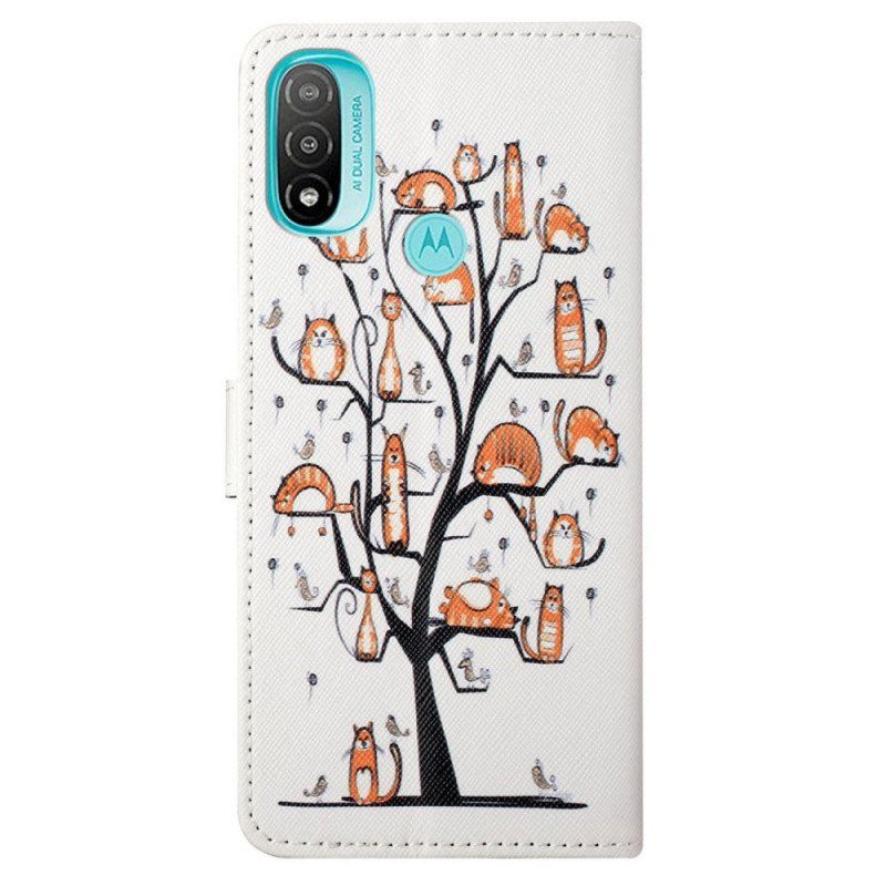 Folio Deksel Til Moto G71 5G Med Kjede Funky Cats Med Stropp