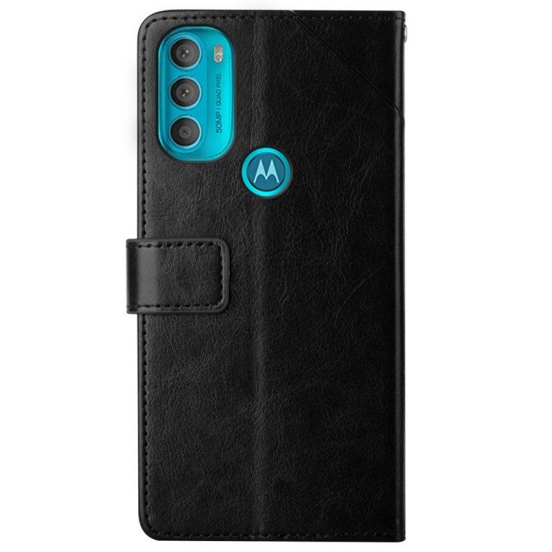 Folio Deksel Til Moto G71 5G Stil Leather Geo Y Design