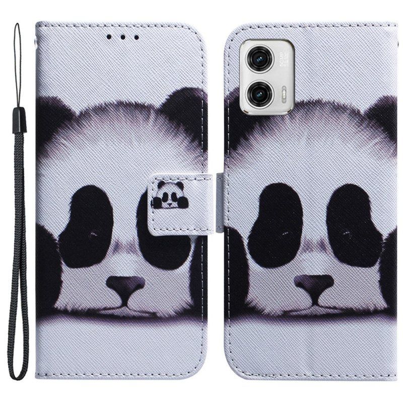 Folio Deksel Til Moto G73 5G Med Kjede Strappy Panda