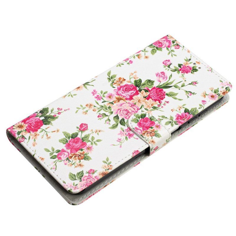 Folio Deksel Til Moto G73 5G Med Kjede Stropp Liberty Flowers