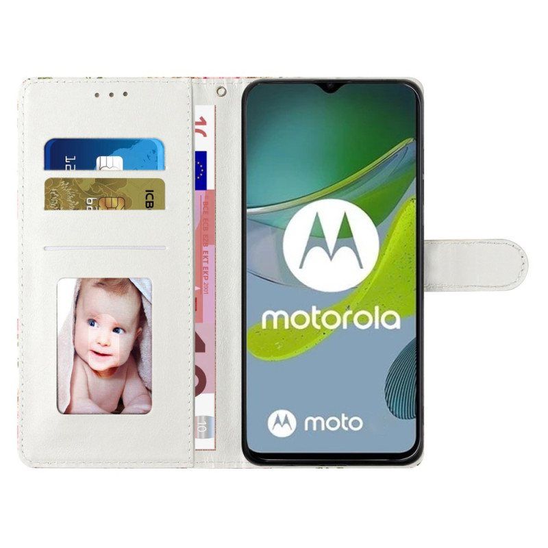 Folio Deksel Til Moto G73 5G Med Kjede Variasjon Av Marmorstrimler