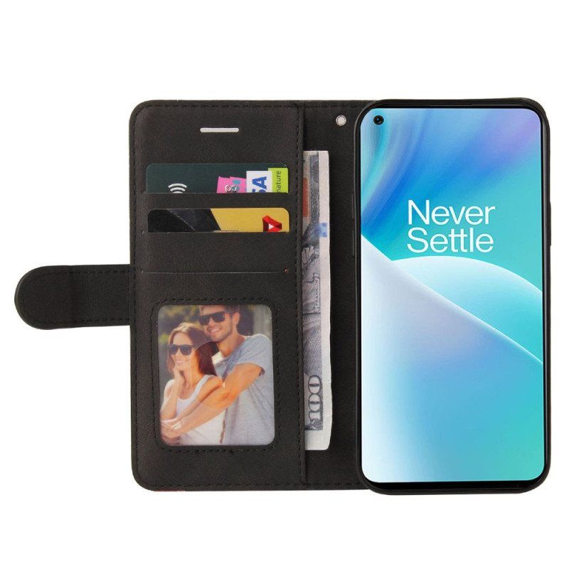 Folio Deksel Til OnePlus Nord 2T 5G Bicolor Kt Leather Series Med Stroppkortholder