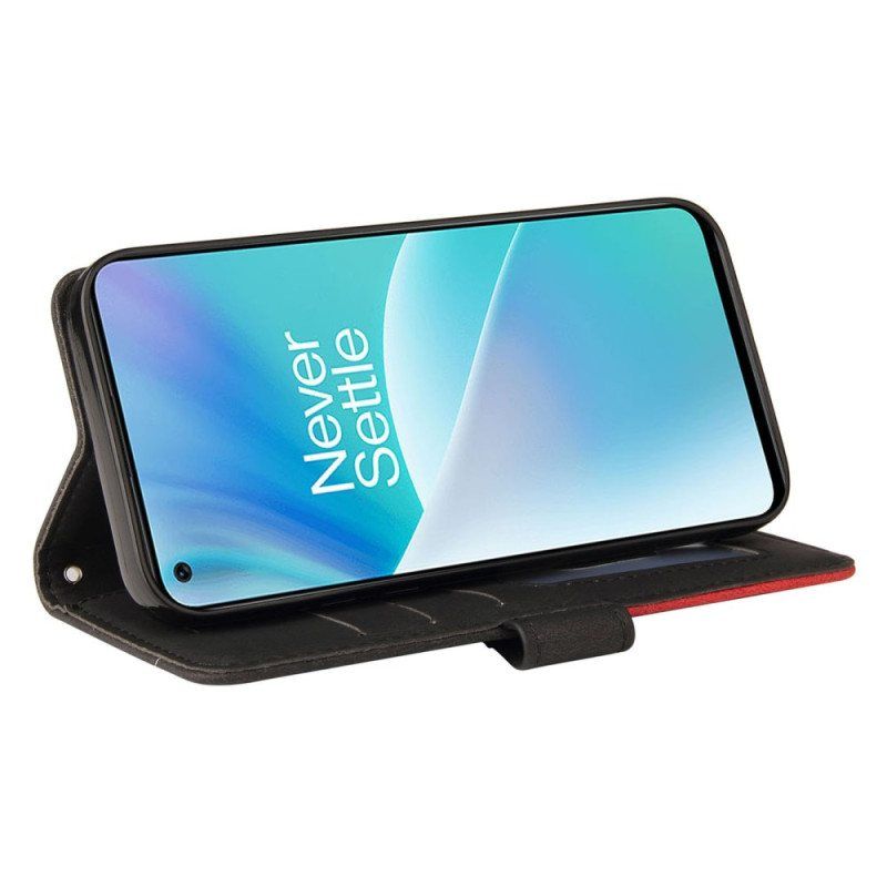 Folio Deksel Til OnePlus Nord 2T 5G Bicolor Kt Leather Series Med Stroppkortholder