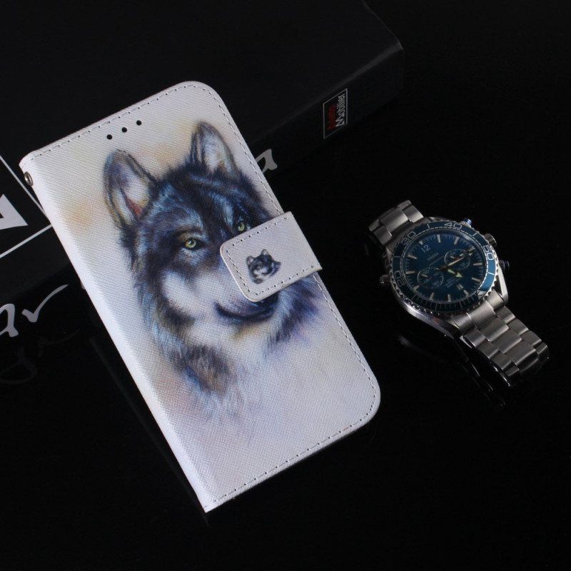 Folio Deksel Til OnePlus Nord 2T 5G Med Kjede Strappy Watercolor Wolf