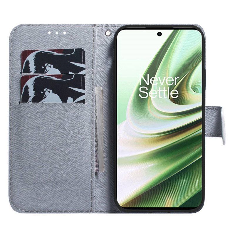 Folio Deksel Til OnePlus Nord 2T 5G Med Kjede Strappy Watercolor Wolf