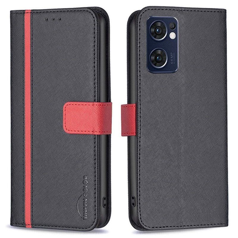 Folio Deksel Til Oppo Find X5 Lite Faux Leather Tetxuré Binfen Farge