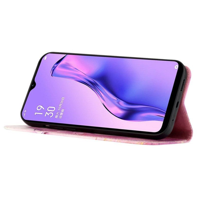 Folio Deksel Til Oppo Find X5 Pro Med Kjede Strip Marmor