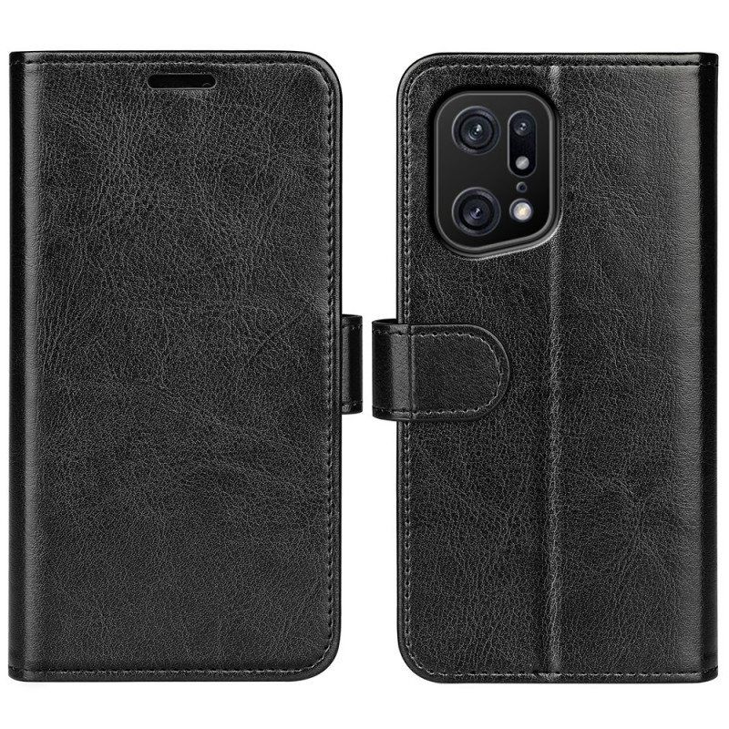 Folio Deksel Til Oppo Find X5 Pro Vintage Kunstskinn