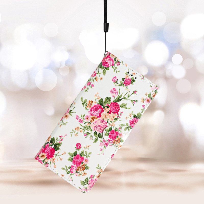 Folio Deksel Til Oppo Reno 8 Lite Med Kjede Stropp Liberty Flowers