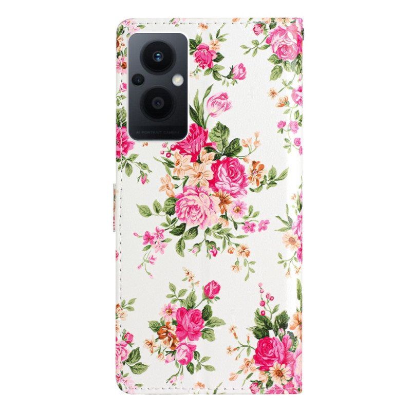 Folio Deksel Til Oppo Reno 8 Lite Med Kjede Stropp Liberty Flowers