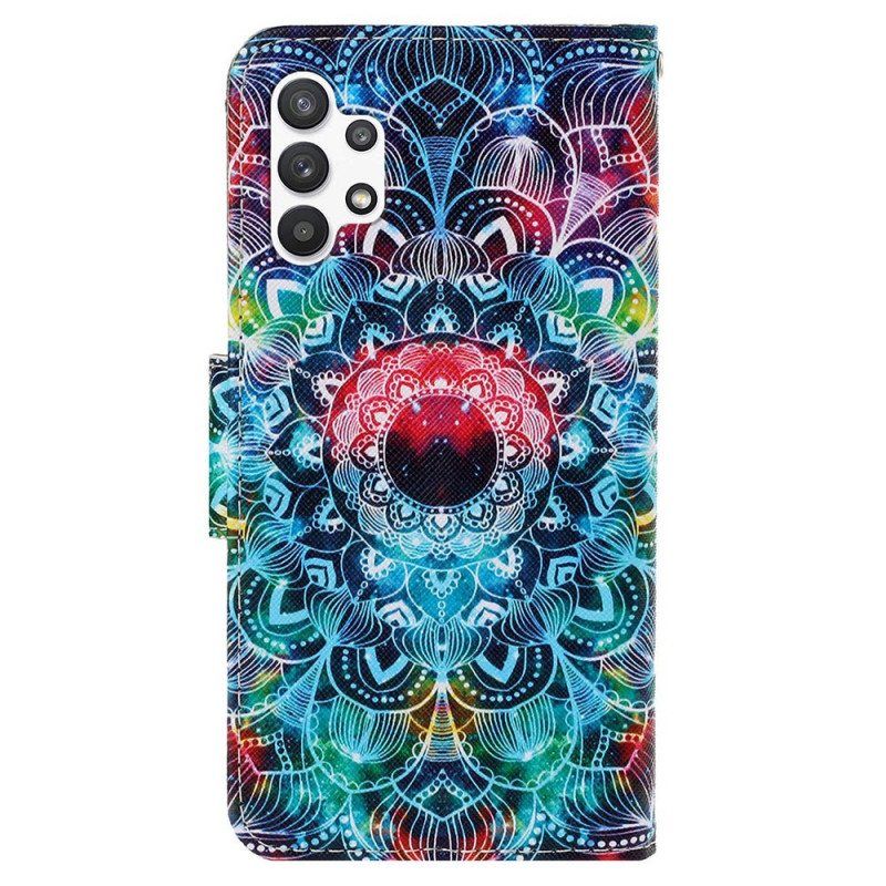 Folio Deksel Til Samsung Galaxy A13 Med Kjede Prangende Strappy Mandala