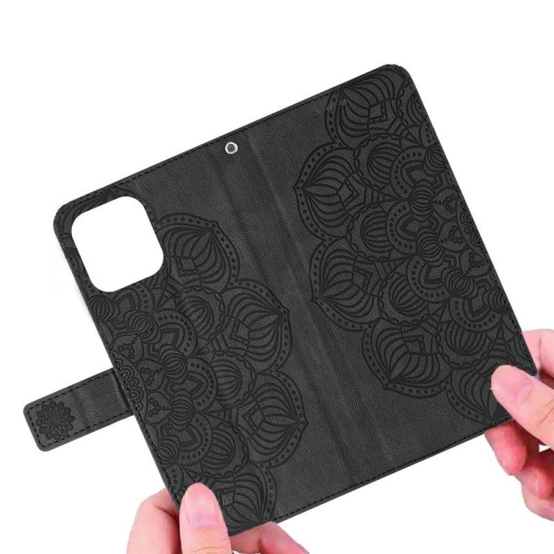 Folio Deksel Til Samsung Galaxy A13 Med Kjede Vintage Strappy Mandala