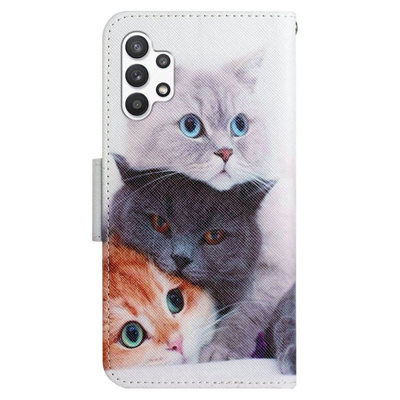 Folio Deksel Til Samsung Galaxy A13 Tales Of Cats With Lanyard