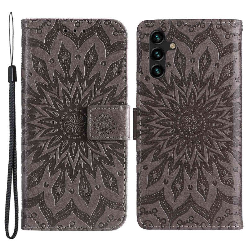 Folio Deksel Til Samsung Galaxy A14 / A14 5G Mandala Sun Med Snor