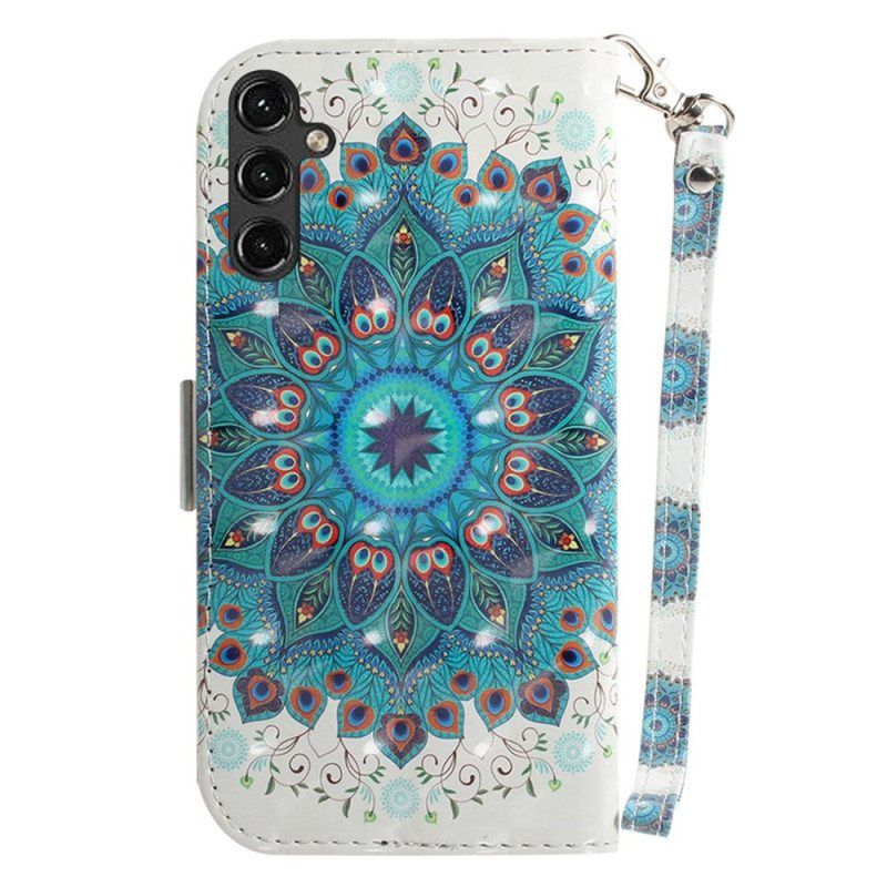 Folio Deksel Til Samsung Galaxy A14 / A14 5G Med Kjede Strappy Mandala