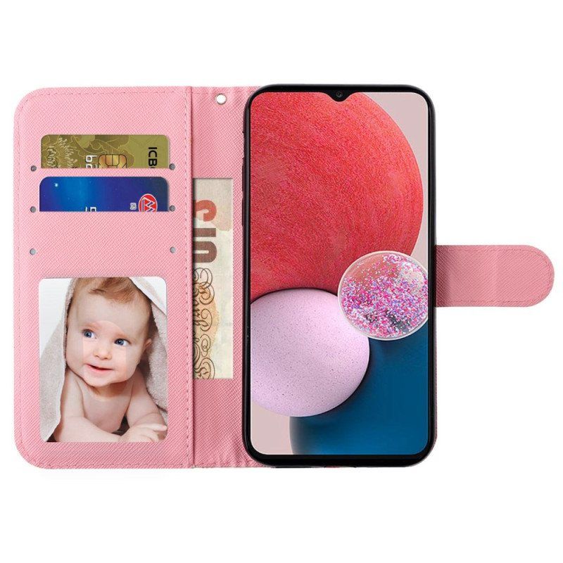 Folio Deksel Til Samsung Galaxy A14 / A14 5G Med Kjede Stropp Liberty Flowers