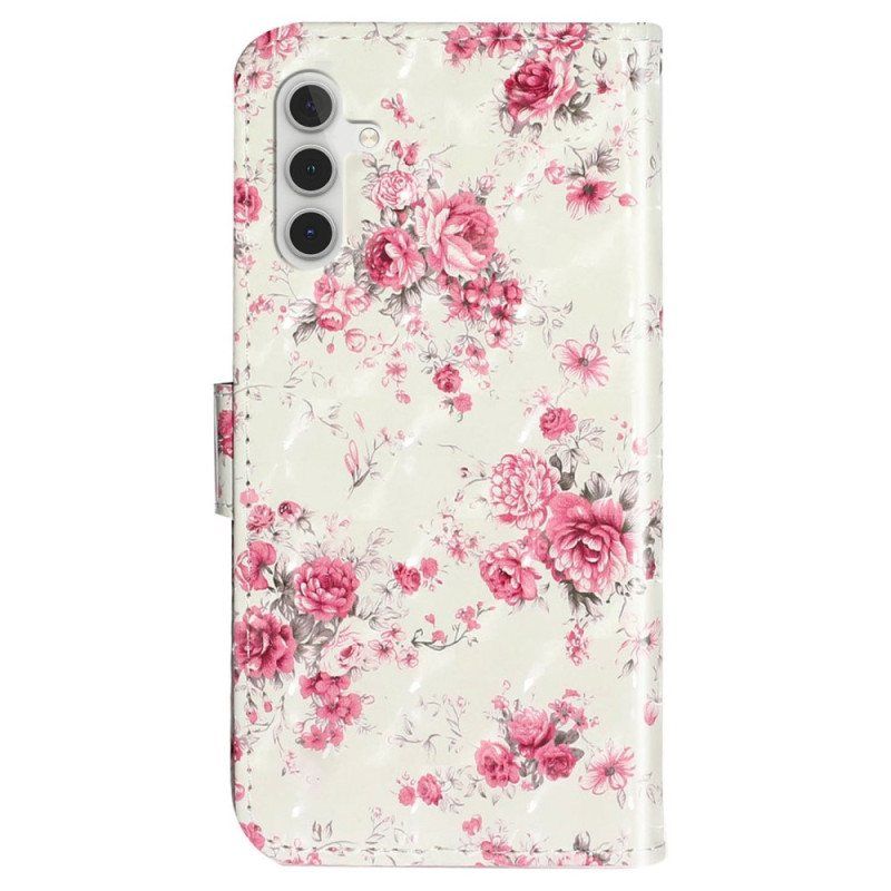 Folio Deksel Til Samsung Galaxy A14 / A14 5G Med Kjede Stropp Liberty Flowers