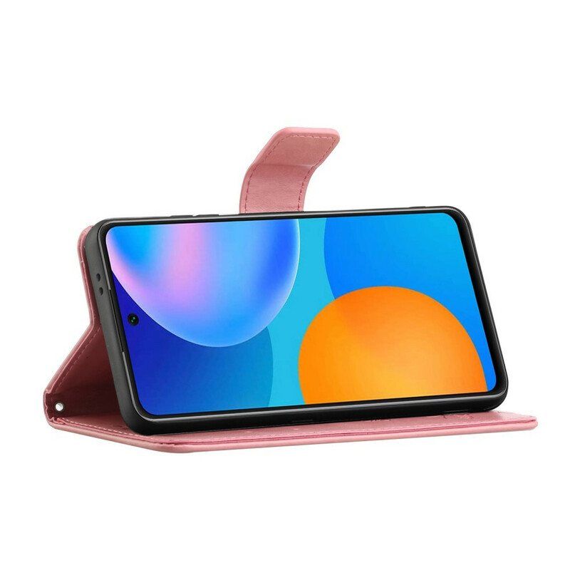 Folio Deksel Til Samsung Galaxy A52 4G / A52 5G / A52s 5G Med Kjede Thong Sommerfugler Og Blomster